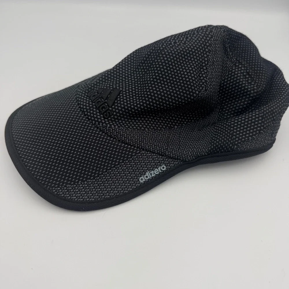 Adidas Adizero Running Hat Black Grey Climalite Mesh Adjustable Performance Cap